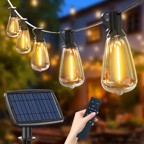 litogo Solar Lichterkette Aussen Dimmbar 36.5M - 50+3 ST38 LED Lichterkette Aussen Solar Glühbirnen mit Fernbedienung 5 Modi Solarlichterkette für Outdoor Garten Balkon Party Hochzeit Weihnachten Deko von litogo