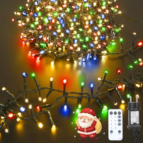 1000LEDs 125M Led Lichterkette Innen mit Stecker Bunt Cluster Lichterkette Weihnachtsbaum Weihnachtsbeleuchtung mit Fernbedienung, Timer, 8 Modi, IP65 Wasserdicht Weihnachtsdeko Außen von litren