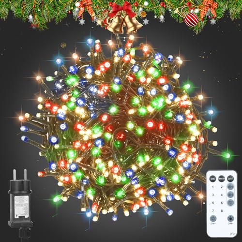 Led Lichterkette Innen mit Stecker 420LEDs 53.28M Weihnachtsbaum Cluster Lichterkette Bunt Weihnachtsbeleuchtung mit Fernbedienung, Timer, 8 Modi, IP65 Wasserdicht für Innen Aussen Weihnachtsdeko von litren