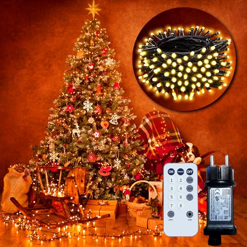 litren 420er Leds Lichterkette Außen Innen IP65 Wasserdicht Weihnachtsdeko Weihnachtsbaum Lichterkette mit Timer, Stecker, 8 Modi, Fernbedienung Weihnachtsbeleuchtung (53.2m 420leds-warmweiß) von litren