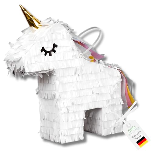 LITTLE BIRTHDAY | Einhorn Pinata | Piñata Geburtstag Mädchen und Junge | 39x43x10cm | Süssigkeiten Kindergeburtstag | Pinata Füllung | Einhorn Geburtstag für die Motto Party | Mit Schnüren zum Öffnen von little Birthday