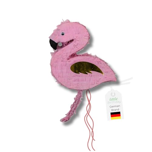 LITTLE BIRTHDAY | Flamingo Pinata | Piñata Geburtstag Mädchen und Junge | 34x30x7,5cm | Süssigkeiten Kindergeburtstag | Pinata Füllung | Flamingo Geburtstag für die Motto Party | Schnüre zum Öffnen von little Birthday