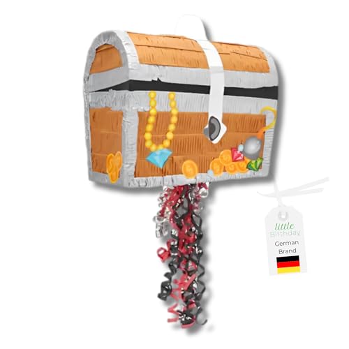 LITTLE BIRTHDAY | Schatzkiste Pinata | Piñata Geburtstag Mädchen und Junge | 30x33x20cm | Süssigkeiten Kindergeburtstag | Pinata Füllung | Piraten Geburtstag für die Motto Party von little Birthday