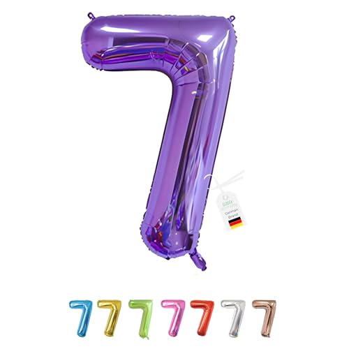 LITTLE BIRTHDAY | Zahlen Luftballon | Folienballon | Helium Gas Balloon Ballon | 101 cm | 0 1 2 3 4 5 6 7 8 9 in vielen Farben | Geburtstag | Kindergeburtstag | Deko | lila 7 von little Birthday