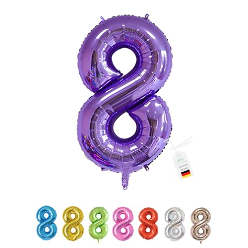 LITTLE BIRTHDAY | Zahlen Luftballon | Folienballon | Helium Gas Balloon Ballon | 101 cm | 0 1 2 3 4 5 6 7 8 9 in vielen Farben | Geburtstag | Kindergeburtstag | Deko | lila 8 von little Birthday