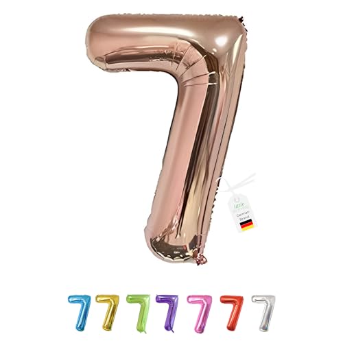 LITTLE BIRTHDAY | Zahlen Luftballon | Folienballon | Helium Gas Balloon Ballon | 101 cm | 0 1 2 3 4 5 6 7 8 9 in vielen Farben | Geburtstag | Kindergeburtstag | Deko | rose gold 7 von little Birthday