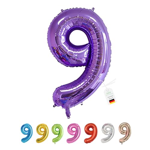 little Birthday | Zahlen Luftballon | Folienballon | Helium Gas Balloon Ballon | 101 cm | 0 1 2 3 4 5 6 7 8 9 in vielen Farben | Geburtstag | Kindergeburtstag | Deko | lila 9 von little Birthday