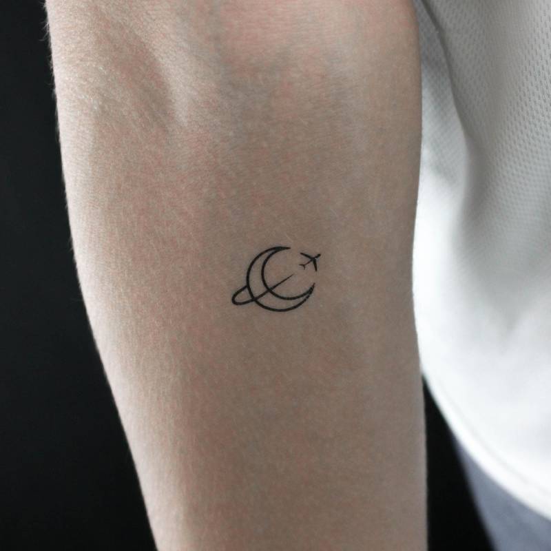 Um Den Mond Fliegen Temporäres Tattoo | 3Er Set von littletattoos