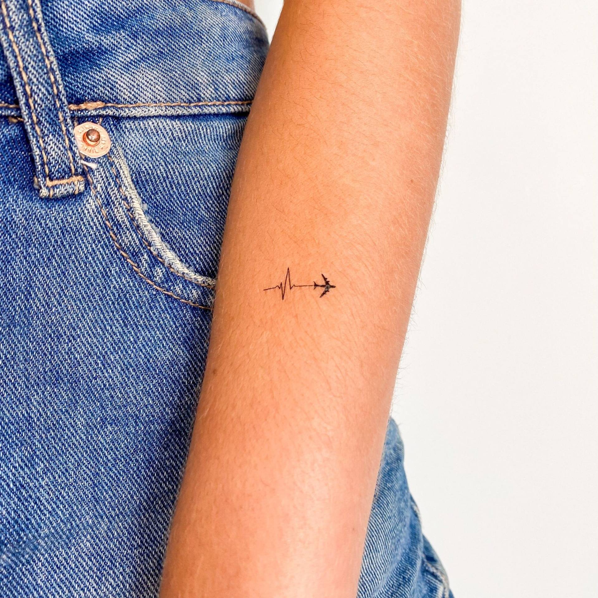 Flugzeug Und Herzschlag Temporäres Tattoo | 3Er Set von littletattoos