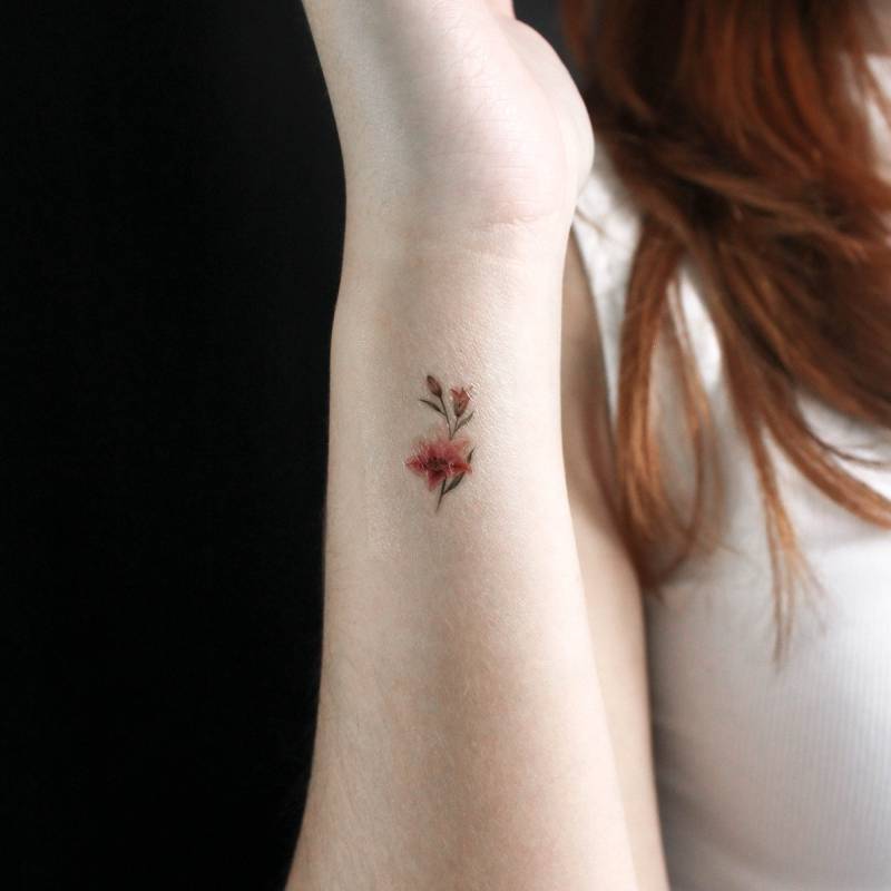 Kleine Aquarell Lilie Stargazer Temporäres Tattoo | 3Er Set von littletattoos