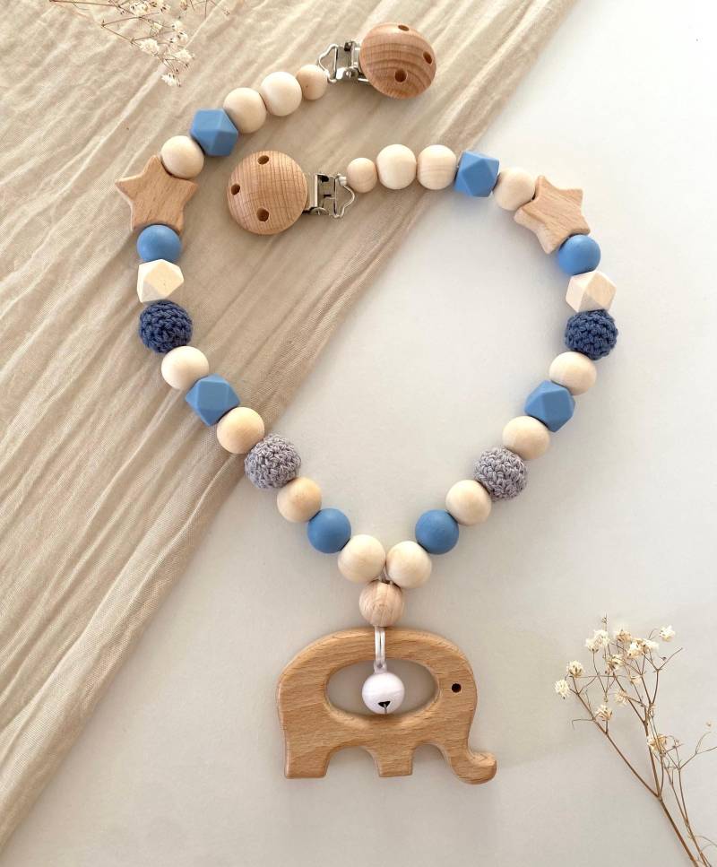 Kinderwagenkette | Junge Blau Beige Dunkelblau von littlewonder1996