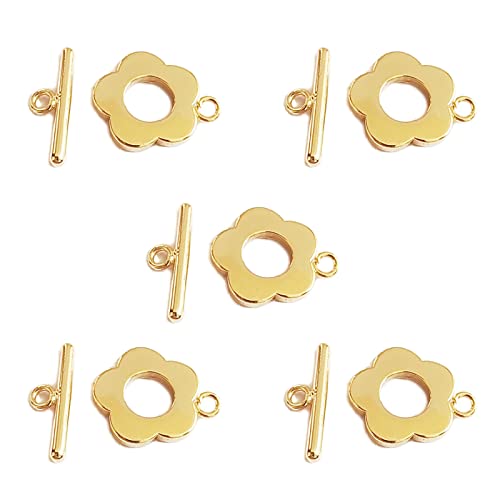 lixuesong 5 Sets Blumen-Knebelverschlüsse, Verbindungsstücke, T-Stange, Halsketten, Armbänder, Verschlüsse, Schmuckherstellung, Zubehör, einfach zu verwenden von lixuesong