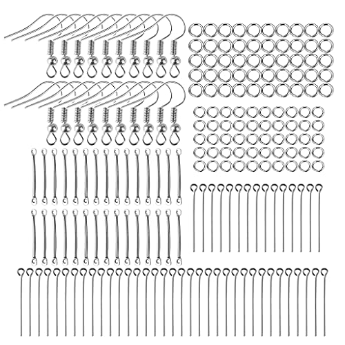 lixuesong Ohrringhaken, Ohrdraht, Fischhaken, Ohrring-Set, Sprungverbinder, offene Ringe, DIY, Schmuckherstellung, 220 Stück von lixuesong