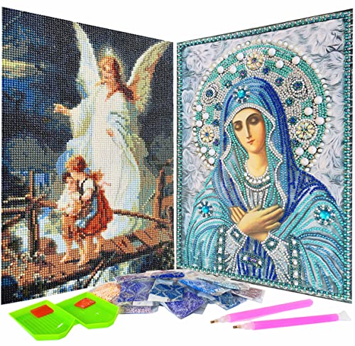 2er-Pack 5D Diamond Painting Kits Jungfrau Maria Vollbohrer Kristall Strass Harz Diamant Malerei Mutter Maria Diamant Bilder für Wanddekoration, Leinwandgröße 30,5 x 40,6 cm, Muster #8 von liziciti