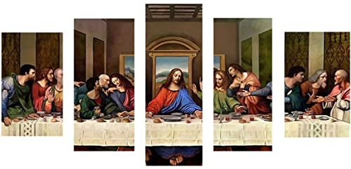 The Last Supper 5D DIY Diamond Painting Kits für Erwachsene, Große Größe 5 Bild Kombination Kits Full Drill Stickerei Gemälde Strass Pasted Kunst Handwerk für Home Wall Decor Geschenk, 78,7 x 40,6 cm von liziciti