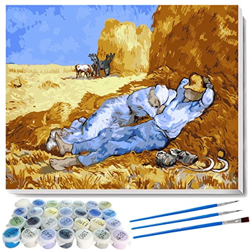 liziciti Malen-nach-Zahlen-Kits, Vincent Van Gogh Meisterwerk-Serie, Ölgemälde, Kunstwerke zum Selbermachen für Erwachsene, Kinder, Anfänger, 40 x 50 cm, ungerahmt (La Sieste) von liziciti