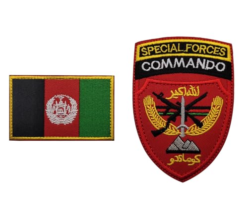 lkLiovaha 2 Stück Afghanistan Special Forces Commando Flagge bestickte Militär-Aufnäher Abzeichen mit Klettverschluss auf der Rückseite für Hüte, Kleidung, Rucksack von lkLiovaha