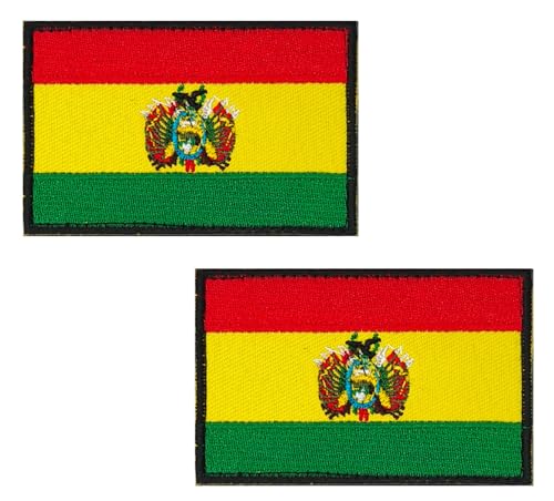 lkLiovaha 2 Stück Bolivien-Flaggen, bestickt, Militär, taktischer Aufnäher für Kleidung, Hüte, Rucksäcke, Stolz-Dekorationen (Bolivien) von lkLiovaha