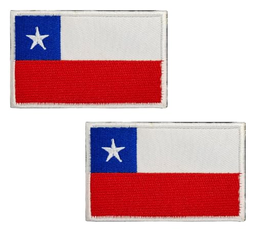 lkLiovaha 2 Stück Chile Flaggen, bestickt, Militär, taktischer Aufnäher für Kleidung, Hüte, Rucksäcke, Stolz, Dekorationen (Chile) von lkLiovaha