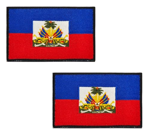 lkLiovaha 2 Stück Haiti-Flaggen, bestickt, Militär, taktischer Aufnäher für Kleidung, Hüte, Rucksäcke, Stolz, Dekorationen (Haiti) von lkLiovaha