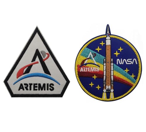 lkLiovaha 2 Stück NASA Artemis Program bestickte Militär-Aufnäher mit Klettverschluss auf der Rückseite für Hüte, Kleidung, Rucksack von lkLiovaha