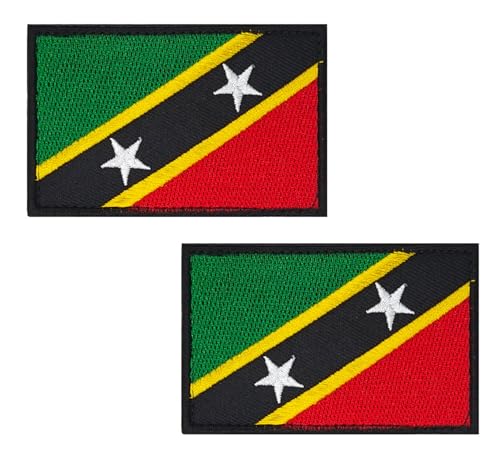 lkLiovaha 2 Stück St. Kitts und Nevis Flaggen, bestickt, Militär, taktischer Aufnäher (Saint Kitts und Nevis) von lkLiovaha