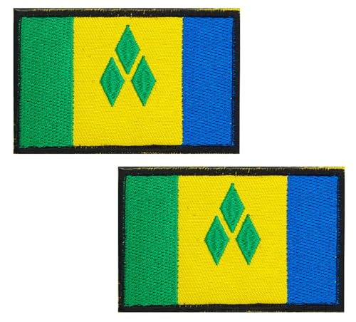 lkLiovaha 2 Stück St. Vincent und die Grenadinen Flaggen bestickt Militär Taktischer Aufnäher (Saint Vincent und die Grenadinen) von lkLiovaha