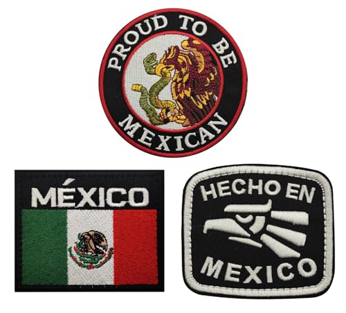 lkLiovaha 3 x Mexiko-Adler-Flagge, Mexiko-Flagge, "Proud to Be Mexico", bestickte Militär-Aufnäher mit Klettverschluss auf der Rückseite (A13) von lkLiovaha