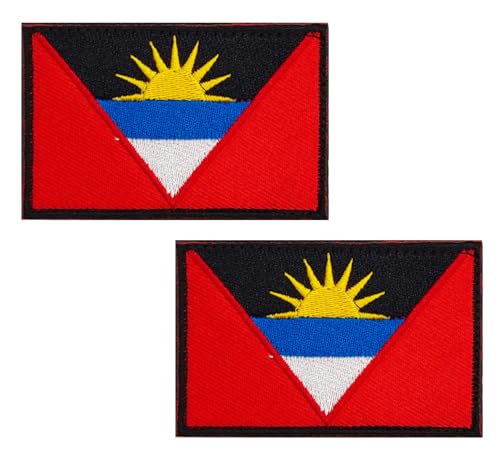 lkLiovaha Antigua und Barbuda Flaggen, bestickt, Militär, taktischer Aufnäher (Antigua und Barbuda), 2 Stück von lkLiovaha