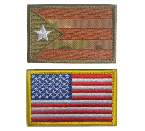 lkLiovaha Aufnäher mit USA-Flagge, Puerto Rico-Flagge, bestickt, Militäraufnäher, Abzeichen mit Klettverschluss auf der Rückseite (Farbe: 1) von lkLiovaha