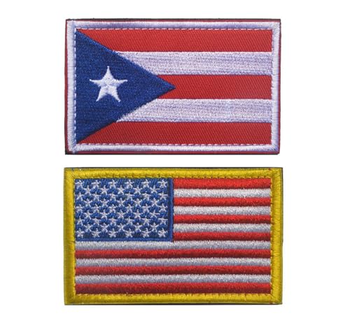 lkLiovaha Aufnäher mit USA-Flagge, Puerto Rico-Flagge, bestickt, Militäraufnäher, Abzeichen mit Klettverschluss auf der Rückseite (Farbe: 3) von lkLiovaha