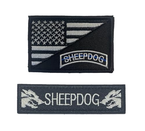 lkLiovaha Aufnäher mit USA-Flagge/Schäferhund, bestickt, mit Klettverschluss auf der Rückseite (Farbe: schwarz), 2 Stück von lkLiovaha