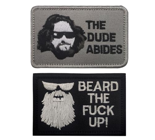 lkLiovaha Beard The Up and Dude Abides Stickerei-Flicken mit Klettverschluss, dekorative Flicken für Hüte, Kleidung, Rucksack und mehr, 2 Stück von lkLiovaha