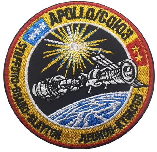 lkLiovaha Lunar Landing Program Gedenkaufnäher, kompatibel mit Apollo Mission American Sowjet Join Union Stickerei Militär Taktischer Patch von lkLiovaha