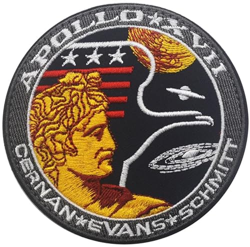 lkLiovaha Mondlandungsprogramm Gedenkaufnäher, kompatibel mit Apollo Mission 17, Stickerei, Militär, taktischer Klettverschluss von lkLiovaha