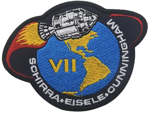 lkLiovaha Mondlandungsprogramm Gedenkaufnäher, kompatibel mit Apollo Mission 7, Stickerei, Militär, taktischer Klettverschluss von lkLiovaha