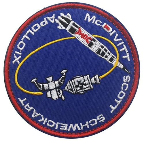 lkLiovaha Mondlandungsprogramm Gedenkaufnäher, kompatibel mit Apollo Mission 9, Stickerei, Militär, taktischer Klettverschluss von lkLiovaha