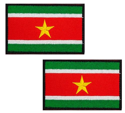 lkLiovaha Surinam-Flaggen, bestickt, Militär-Aufnäher, taktischer Aufnäher für Kleidung, Hüte, Rucksäcke, Stolz, Dekorationen (Surinam), 2 Stück von lkLiovaha