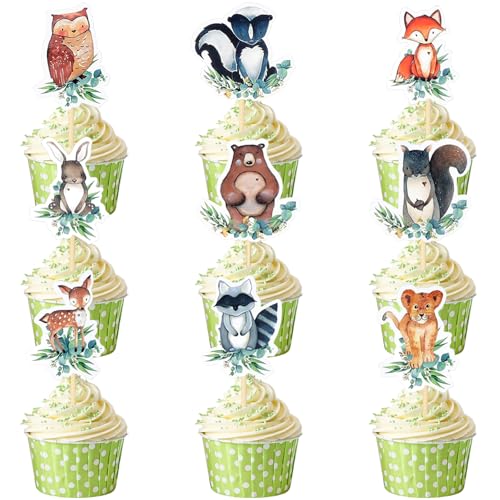 Loghohu Cupcake-Topper mit Waldmotiven für Babypartys, 54 Stück, Motiv: Waldtiere, für Geburtstag, Babyparty, Party-Dekoration Loghohu Cupcake-Topper mit Waldmotiven für Babypartys, 54 Stück, Motiv: Waldtiere, für Geburtstag, Babyparty, Party-Dekoration von loghohu