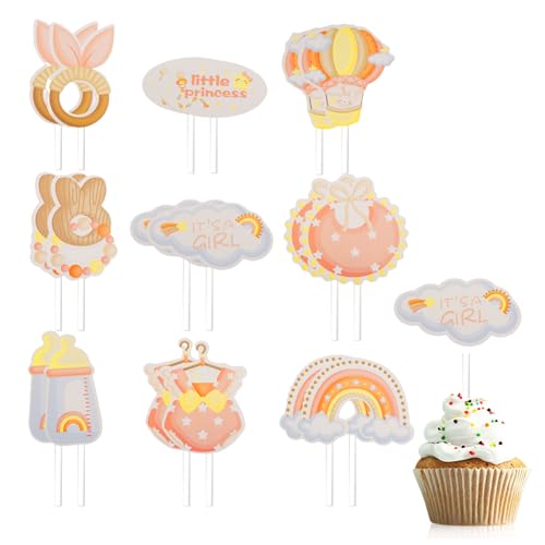 18 Stück Babyparty Tortendeko Taufe Mädchen Baby Cupcake Topper Rosa It's a Girl Gender Reveal Party Deko Baby Shower Deko Girl Tortendeko Kuchen Deko Geburtstag Muffin Deko für Taufe Shower BabyParty von lokxmve