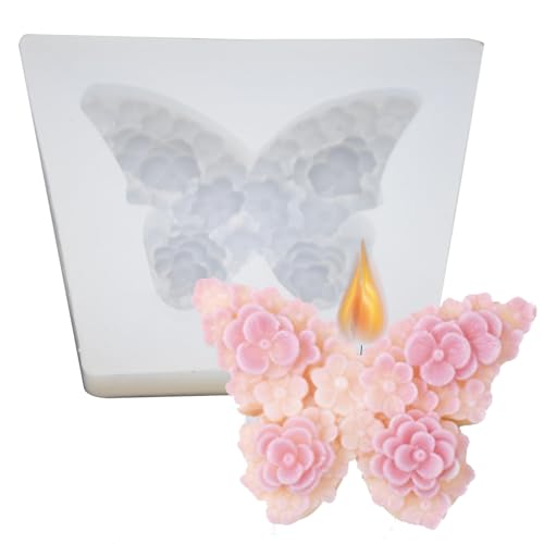 Blume Schmetterling Silikonformen Gießformen 3D Schmetterling Kerzen Formen Silikon Silikon Kerzenformen zum Gießen Formen Epoxidharz Silikonform für Kerzen Fondant Harz Gips Seife DIY Handwerk von lokxmve