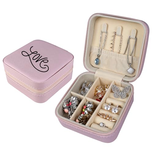 loongway Kleine Schmuckschatulle Mädchen Reise Schmuckkästchen Personalisierte Schmuckorganizer für Ringe Ohrringe Halskette Geschenk für Frauen und Mädchen von loongway