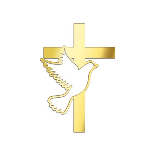 Kreuz-Kuchenaufsatz mit Taube, Acryl, religiöser Tortenaufsatz, Taube und Kreuz, Acryl, Taufe, Taufe von lopjk