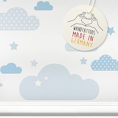 LOVELY LABEL Wandtattoo Kinderzimmer I Made in Germany I Babyzimmer Deko I Design Wandsticker Mädchen & Junge I Wolken Clouds I Blau Weiß von lovely label