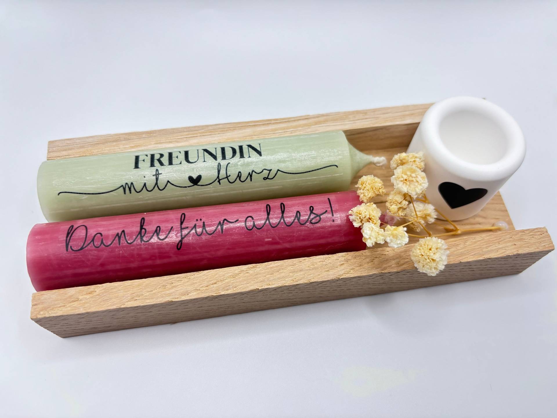 Freundin Mit Herz - Geschenk Dankeschön Kerzen Kerzenhalter Geschenkbox Holz Blumen Beste von lovelygiftsbyliz