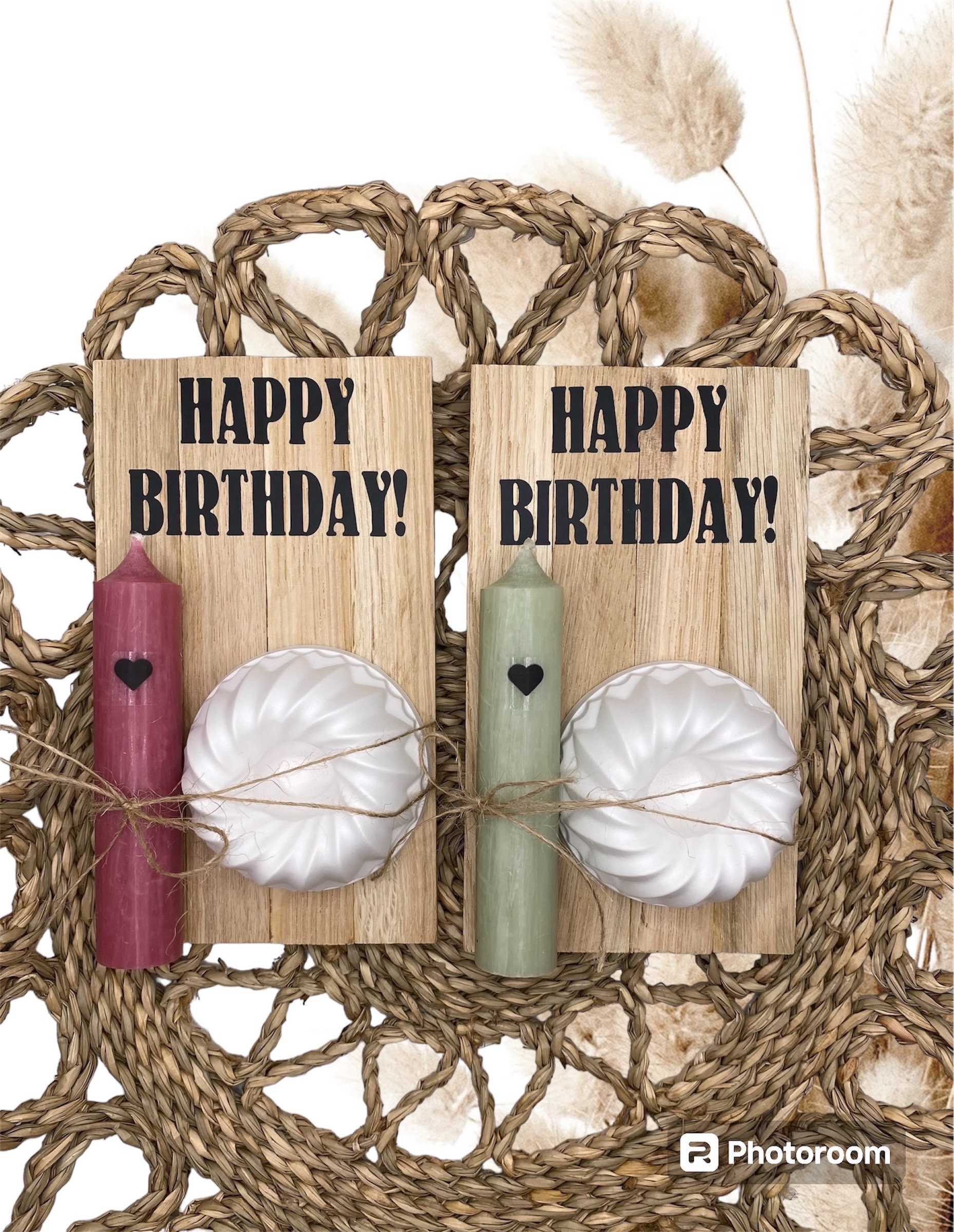 Kleines, Einzigartiges Geburtstagsgeschenk Mit Kerze Und Guglhupf Kerzenständer Handgemacht, Rustikales Eiche Holzbrett Happy Birthday von lovelygiftsbyliz