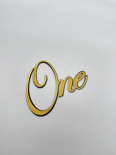 One 1 Jahr Tortendeko Cake Topper Geburtstag Torten Stecker Silk Weiss (Schwartz gold) von lrsweetdesign