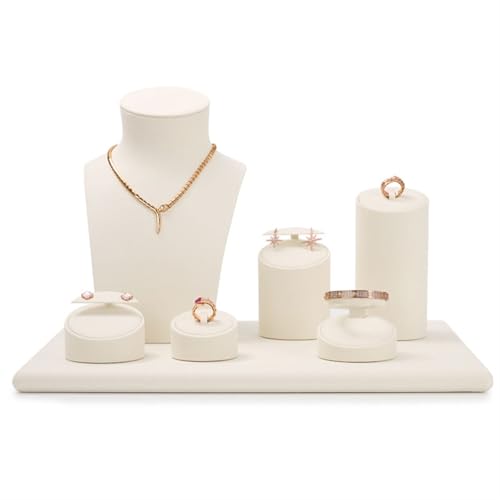 lskdnrufh Schmuckständer 7-teiliges Schmuckdisplay-Halter-Set for Halskettenbüsten, Armband-Displayständer, Ring-Displayständer, Ohrringständer-Staffeleien for den Schmuck-Organizer Halskettenständer von lskdnrufh