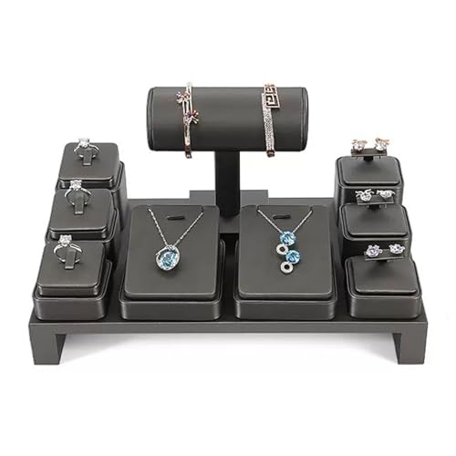 lskdnrufh Schmuckständer Halskettenständer-Set, Lederschmuck-Organizer-Ständer, T-Stange-Armbandständer, Armband-Armreifhalter zur Präsentation von Ohrringen, Anhängern und Ringen Halskettenständer von lskdnrufh