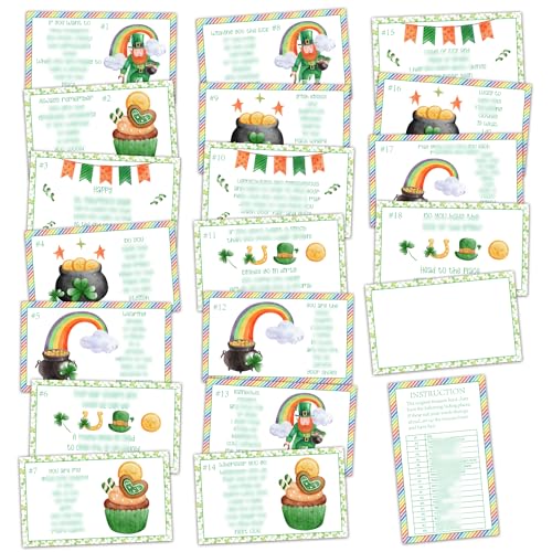 St. Patrick's Day Schatzsuche Hinweiskarten, Glückskleeblatt Dekor Schnitzeljagd Spiel, Set mit 21 Karten und 21 Umschlägen, Frühlingsfeiertag, Aktivitätsfeier, St. Patrick's Day Partyspiel - LM1 von ltazhyi